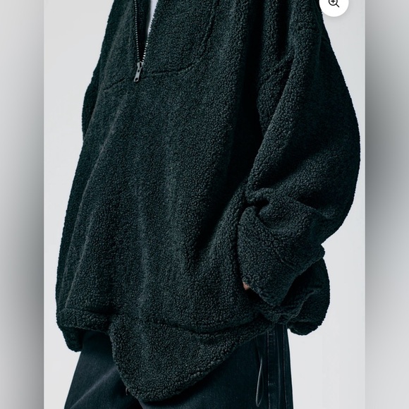 Tibi Black Cozy Fleece Anorak Zip Up Oversized Pullover - Picture 2 of 6
